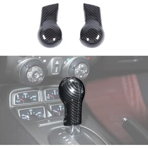 RT-TCZ Carbon Fiber Gear Shift Knob Cover Trim Interior Accessories for Chevrolet Camaro 2010-2015
