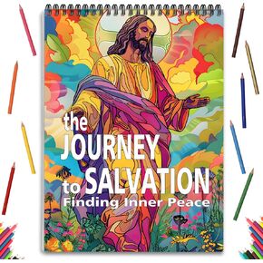 Jesus Coloring Book, Chiristian Coloring Book for Women and Men, Spiral Bound Page One Sided Design, Chiristian Gifts to Relax, Anxiety and Depression 24 Colorful Coloring Pages of Jesus Christ