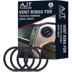 AJT DESIGN حلقة تنفيس للتندرا (2014-2021) | حلقة تنفيس تعتيم للسيارة للتندرا | حلقة غطاء فتحة تهوية السيارة من بلاستيك ABS المقاوم للصدمات مصممة لسيارة تويوتا تندرا | صنع في الولايات المتحدة الأمريكية