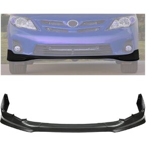HECASA Front Bumper Lip Compatible with 2011-2013 Toyota Corolla 3-Piece Front Lip Chin Spoiler Splitter PP Plastic Black