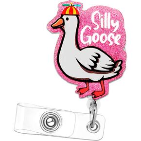Cute Nurse Badge Reel Retractable Funny Certified Silly Goose Badge Reels Nursing Nicu Accessories ID Clip for Doctor Student Teacher Healthcare Medical MA CNA RN ER Office Gifts