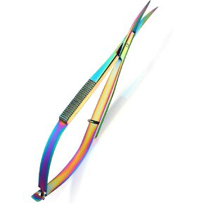 Hicarer 4.7 Inch Curved Stainless Steel Squeeze Scissors Grooming Scissors Eyebrow Trimming Scissors Embroidery Sewing Scissors Spring Scissors Thread Snips Curved Tip Scissors Craft (Multicolor)