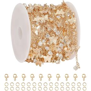 KYUNHOO 16.4FT/5M Dangling Star Chain for Jewelry Making Gold Filled Chain Bulk with Jewelry Clasps for Women DIY Handcraft Supply Jewelry Findings