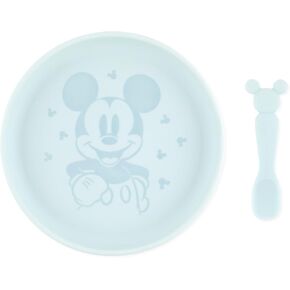 Bumkins Disney Baby and Toddler Plate and Spoon Set, Silicone Dish for Babies and Kids, Baby Led Weaning, Children Feeding Supplies, Microwave Safe, Platinum Silicone, Ages 6 Months Up, Princess