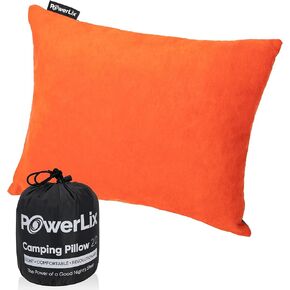 POWERLIX Travel Camping Pillow - Memory Foam & Inflatable - Removable Machine Washable Cover for Stomach and Side Sleeper, Adults Kids, Outdoor Camping Backpacking Hiking Car Essential Gear