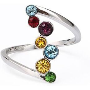 Colorful CZ Bezel Wedding Engagement Rings for Women Girls Silver Plated Cubic Zirconia Anniversary Promise Band Finger Rings Comfort Fit Elegant Wedding Christmas Engagement Promise Jewelry Gift Size 7-10