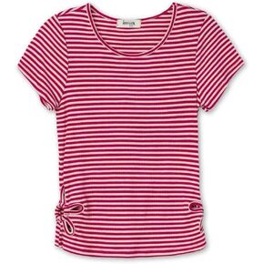Speechless Girls' Short Sleeve Stripe Floral Design Top