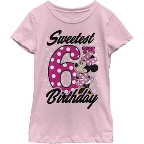 Disney Little, Big Minnie Mouse Sweet 6th Birthday Girls Short Sleeve Tee Shirt