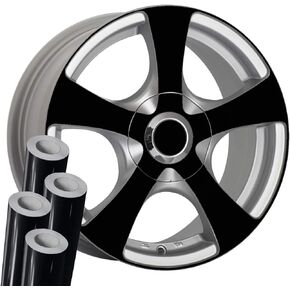 VViViD Black High Gloss Mirror Finish Auto Rim Air-Release Adhesive Vinyl Wrap (24" x 30" 4 Roll Pack)
