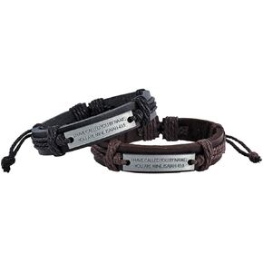 Assorted Color I Have Called You by Name RCIA Christian Leather Bracelet, Pack of 2, 8 Inch