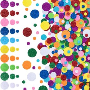 480pcs Round Foam Stickers, Self-Adhesive Glitter Round Dot Decals, Colorful Wall Stickers Crafts for Scrapbooks Greeting Cards Christmas Birthday Party Festival Home School Decoration