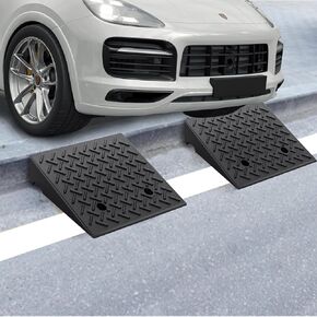 Rubber Curb Ramp, 20"*20"*6.3" Threshold Ramp, Heavy Duty 6800Lbs Capacity Driveway Curb Ramp, 2 PCS Portable Shed Ramps for Low Cars Vehicle Motorcycle Wheelchairs Bikes (20 * 20 * 6.3 Inch)