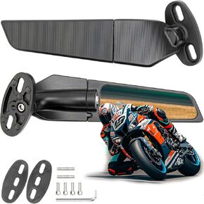 Motorcycle Rearview View Mirrors for Honda CBR300R CBR500R CBR600RR CBR1000RR, Kawasaki Ninja 300 400 650, Suzuki GSXR 600 750, Yamaha, Ducati..Adjustable 360° Rotating Stealth Mirrors