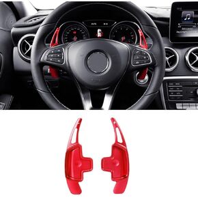 Partol Paddle Shifter Extensions For Mercedes Benz, Aluminum Metal Car Steering Wheel Shift Blades Fit Benz A B C CLA CLS E G GL GLA GLC GLE GLS Metris S SL SLC Class (Red)