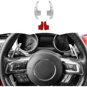 RT-TCZ Steering Wheel Shift Paddle Extended Shifter Trim Cover Decoration Interior Accessories for Ford Mustang 2015-2023,Silver