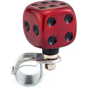 Steering Wheel Knob Suicide Spinner, Dice Shape Car Power Handle Grip Knobs Fit Most Manual Automatic Vehicles, Red
