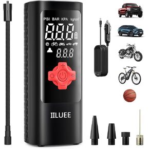 Tire Inflator Portable Air Compressor-2X Faster Inflation,160PSI Cordless Pump for 7800mAh Battery - 12V DC Bike w/Digital Pressure Gauge LED Light Car,Bicycle,Motorcycle,Ball Black1