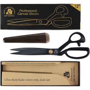 New York Central Professional Canvas Fabric Shears -12" Fabric Scissors, Ergonomic Right-Handed Sewing Scissors for Fabric Cutting, Rust-Free Stainless Steel Blade for Tailors, Artists, and Upholstery