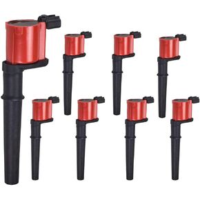 ENA Set of 8 Red Ignition Coil Pack Compatible with Ford Lincoln Mustang GT Navigator Continental Aviator 2002 2003 2004 2005 2007 2008 2009 2010 2011 2012 2013 2014 4.6 5.4 5.8 Replace# UF191 DG492