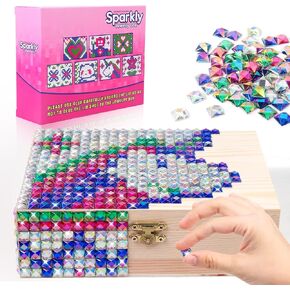 DIY Sparkly Girls Jewelry Box for Girls Toys 8 9 10 11 12 Years Old,Birthday Idea Crafts and Christmas Gifts for 6 7 8 9 10 Year Old Girls,Arts and Crafts for Kids Ages 6-8