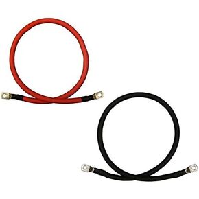 4 AWG Gauge Red + Black Pure Copper Battery Inverter Cables Solar, RV, Car, Boat 2 feet 5/16 in Lugs