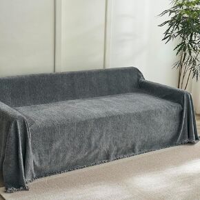 Non Slip Couch Cover for 3 Cushion Couch Thick Chenille Sectional Sofa Cover Soft Furniture Protector Sofa slipcover for Dogs Pet Washable loveseat Cover for Living Room,Cream White, 71"*134"