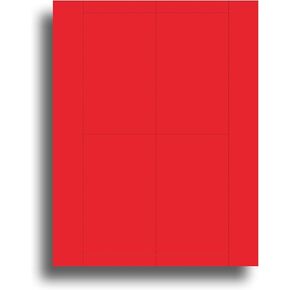 65lb Holiday Red Printable Index Cards 3x5 - Index Card Sheets for Inkjet & Laser Printers - Perforated cards 4 per page - 25 Sheets / 100 Index Cards