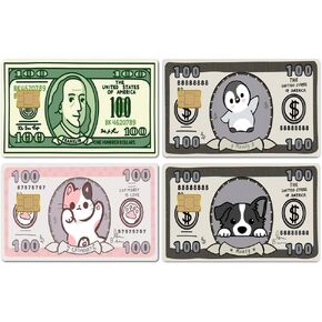 Elegend Credit Card Sticker - 4pcs Debit Card Skins Funny Money for Transportation, Key, Debit, Credit, Slim, Waterproof, Anti-Wrinkling Removable Bank Credit Card Sticker