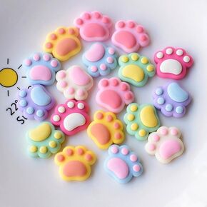 Slime Cat Paw Charms, 100pcs, Cute Kawaii Bead Set,Flatback Slime Beads Making Supplies for DIY Craft Making and Ornament Scrapbooking (Candy color-100pcs)