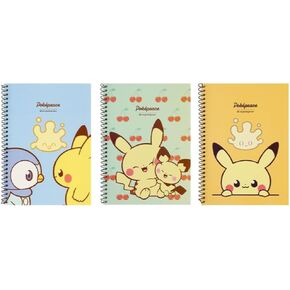 Pikachu 3 Pack 6 x 8 Inches Mini Unlined Blank Spiral Notebook, 30 Sheets Per Notebook