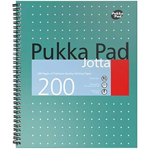 Pukka Pad, US Letter Size Jotta Notebook - 200 Pages of 80GSM Paper with 8mm Lines and Perforated Edges – 3-Pack – Metallic Green, 11 x 8.5in