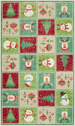 Wonnitar Christmas Washable Area Rug, 3x5 Small Area Rug Green Entryway Rugs Indoor, Cute Soft Rugs for Bedroom Christmas Tree Snowman Print Throw Rugs for Living Room Kitchen Xmas Decor in Saudi Arabia