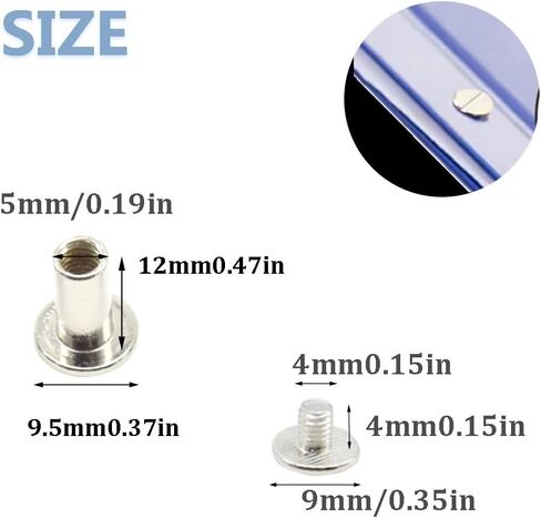 100Pcs/50Set Chicago Screws M5x25mm Book Binding Rivets Screw Posts Round Flat Head Stud Screw for DIY Leather Albums (DZBD/M5x25) in Saudi Arabia