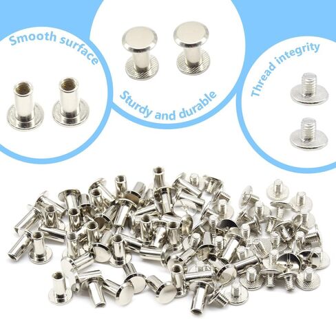 100Pcs/50Set Chicago Screws M5x25mm Book Binding Rivets Screw Posts Round Flat Head Stud Screw for DIY Leather Albums (DZBD/M5x25) in Saudi Arabia