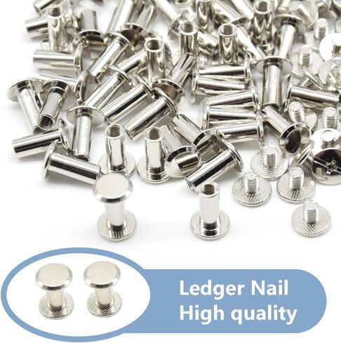 100Pcs/50Set Chicago Screws M5x25mm Book Binding Rivets Screw Posts Round Flat Head Stud Screw for DIY Leather Albums (DZBD/M5x25) in Saudi Arabia
