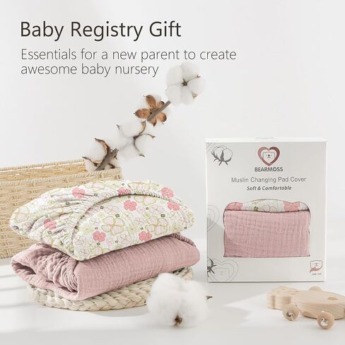 أغطية وسادات تغيير الحفاضات مكونة من قطعتين من أغطية مفارش طاولة تغيير الحفاضات المصنوعة من قطن الموسلين بنسبة 100% مقاس 81.28 سم × 40.64 سم، ملاءات ناعمة قابلة للتنفس للجنسين من البنات والأولاد (كابتشينو) in Kuwait
