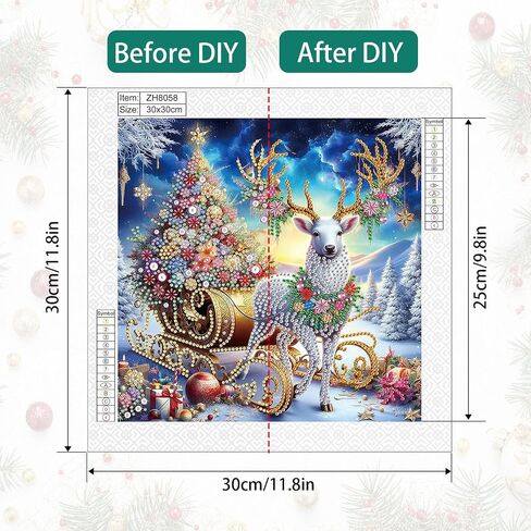 Diamond Art Painting Kits for Adults, Christmas 5D Special Shape Diamond Art Kits, Crystal Rhinestones Diamond Art Painting for Home Wall Decoration Gift 12×12 inch, Christmas Deer Christmas Tree in Kuwait