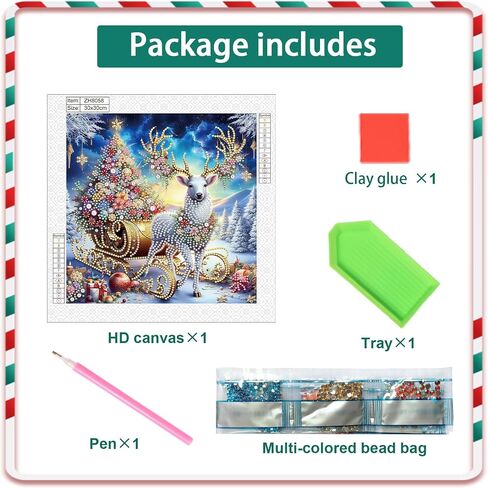 Diamond Art Painting Kits for Adults, Christmas 5D Special Shape Diamond Art Kits, Crystal Rhinestones Diamond Art Painting for Home Wall Decoration Gift 12×12 inch, Christmas Deer Christmas Tree in Kuwait