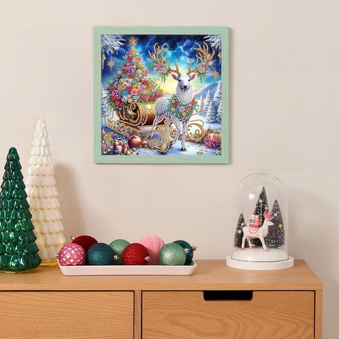 Diamond Art Painting Kits for Adults, Christmas 5D Special Shape Diamond Art Kits, Crystal Rhinestones Diamond Art Painting for Home Wall Decoration Gift 12×12 inch, Christmas Deer Christmas Tree in Kuwait