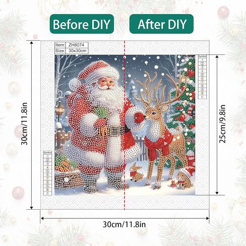 Diamond Art Painting Kits for Adults, Christmas 5D Special Shape Diamond Art Kits, Crystal Rhinestones Diamond Art Painting for Home Wall Decoration Gift 12×12 inch, Christmas Deer Christmas Tree in Kuwait