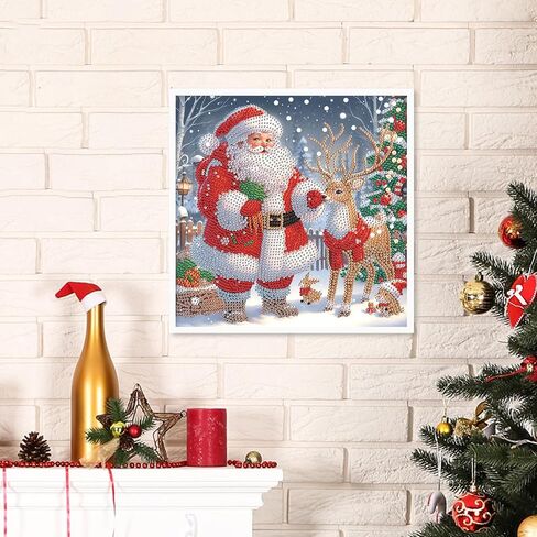 Diamond Art Painting Kits for Adults, Christmas 5D Special Shape Diamond Art Kits, Crystal Rhinestones Diamond Art Painting for Home Wall Decoration Gift 12×12 inch, Christmas Deer Christmas Tree in Kuwait