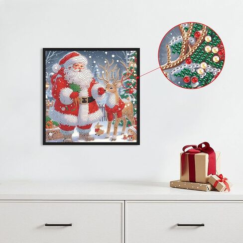 Diamond Art Painting Kits for Adults, Christmas 5D Special Shape Diamond Art Kits, Crystal Rhinestones Diamond Art Painting for Home Wall Decoration Gift 12×12 inch, Christmas Deer Christmas Tree in Kuwait