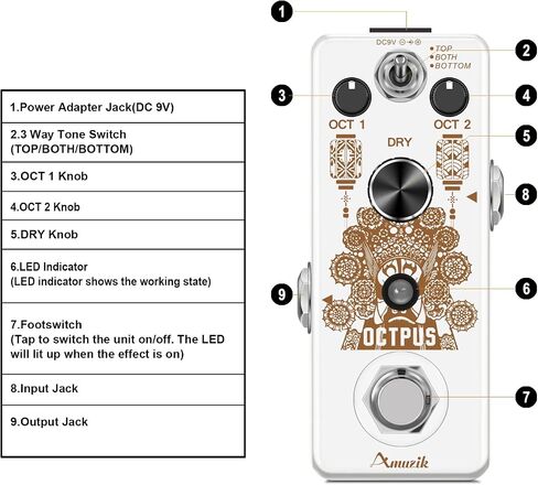 Amuzik Equalizer 5-Band EQ Guitar Pedal Parametric Equalizer Frequency Compensator Guitar Effects Pedals ±18dB Range in Kuwait