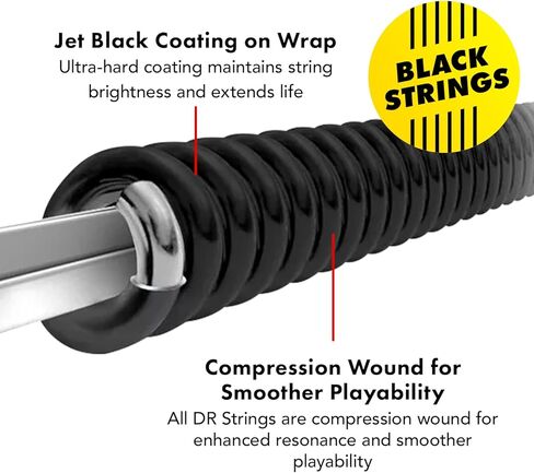 DR Strings Electric Guitar Strings, Black Beauties-Black Coated, 11-50 (BKE-11) in Kuwait