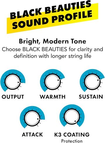 DR Strings Electric Guitar Strings, Black Beauties-Black Coated, 11-50 (BKE-11) in Kuwait