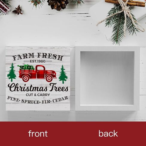 ريفي مزرعة جديدة EST.1980 الشتاء عيد ميلاد سعيد شجرة عيد الميلاد صندوق خشبي علامة، مزرعة عيد الميلاد سانتا ديكور العمل الفني، الخشب مربع علامة مكتب كتلة علامات المنزل الجرف مكتب الديكور 5 × 5 بوصة in Kuwait