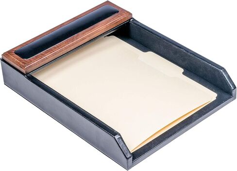 Dacasso Wood Set Luxury Leather Pad & Desk Organization Essentials, 8 Piece, Walnut & Black in Saudi Arabia