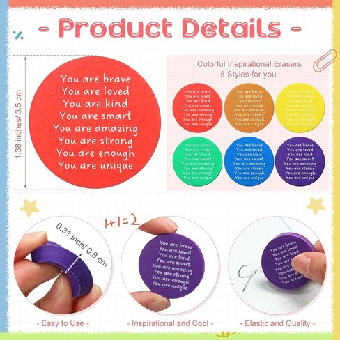 Operation Christmas Favors Bulk Inspirational Erasers with Positive Words Christmas Erasers Gifts for Students Small Rainbow Erasers Motivational Fun Pencil Erasers Xmas Classroom Prizes in Saudi Arabia