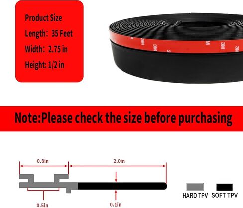 RV Slide Out Seal Wiper Black Rubber 018-341 1/2" x 2.75" x 35' Replacement Weather Stripping for RV Camper Slideout System（ EK Seal Base w/Red Tape ） in Saudi Arabia