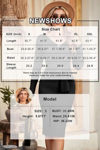 Newshows Womens 2024 Fall Sweater Dress Long Sleeve V Neck Business Casual Outfits Winter Fashion A-Line Belted Dresses in Kuwait